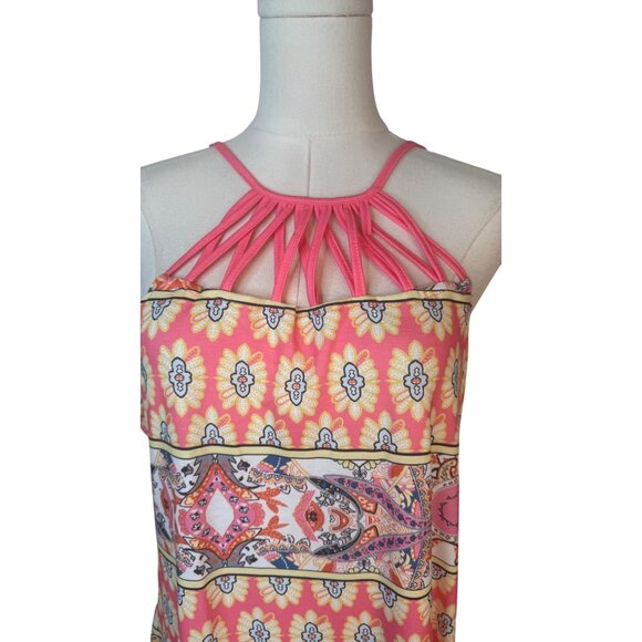 2/$30 NEW XL Sleeveless Geometric Stretchy Print Summer Dress - Picture 4 of 14